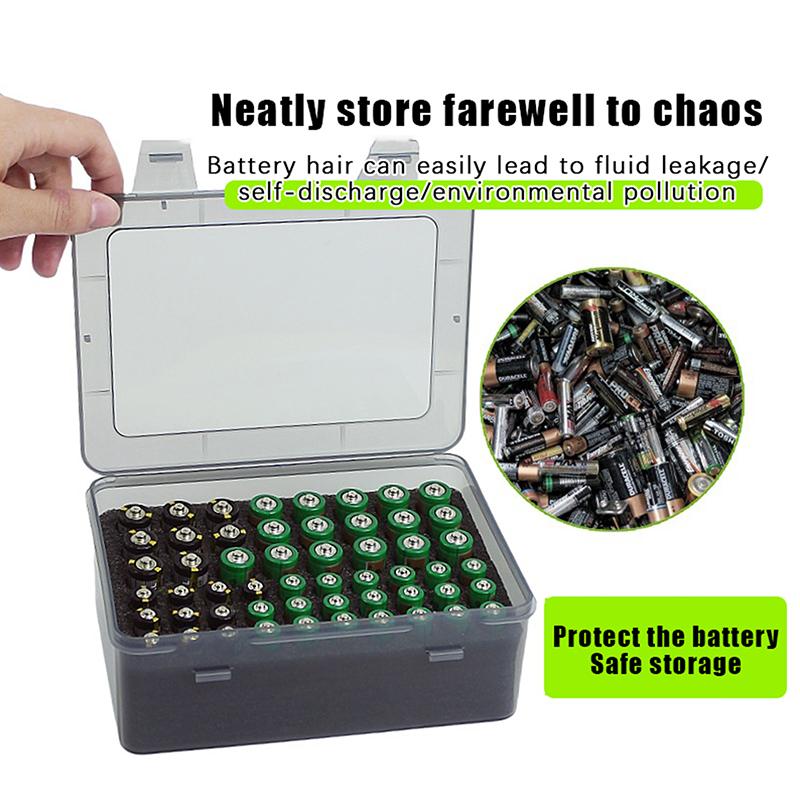 Battery Storage Organizer Holder Holds 54 Aa Aaa Batteries, Battery Box Case Garage Container,Home Drawer Organization Dispenser