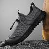 Летняя новая мужская мода универсальная модная обувь легкая нескользящая дышащая сетчатая обувь на плоской подошве с закрытым носком