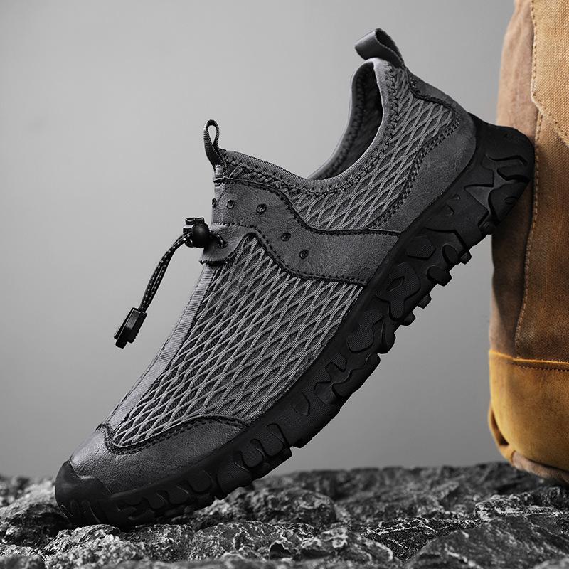 Летняя новая мужская мода универсальная модная обувь легкая нескользящая дышащая сетчатая обувь на плоской подошве с закрытым носком