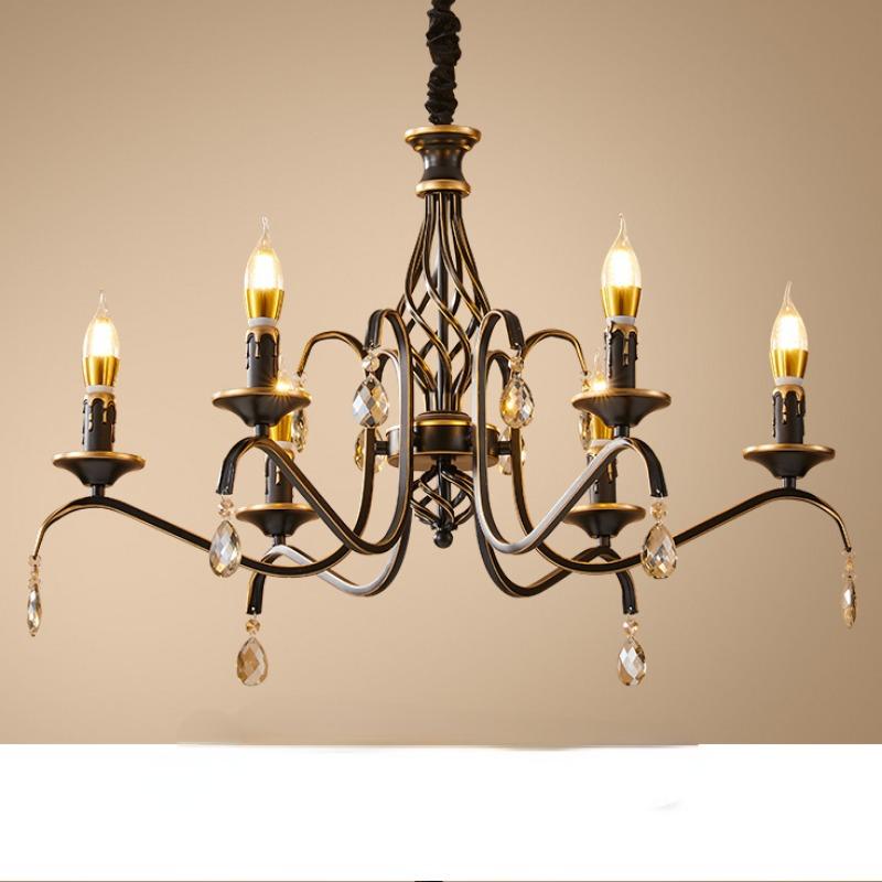 Iron Art Candle Chandelier, Rural Living Room Bedroom Dining Room Minimalist Art Retro Lighting Fixtures
