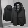 Мужская куртка-пуховик с капюшоном и съемной подкладкой из гусиного пуха, зимняя мужская утолщенная куртка для пап среднего возраста