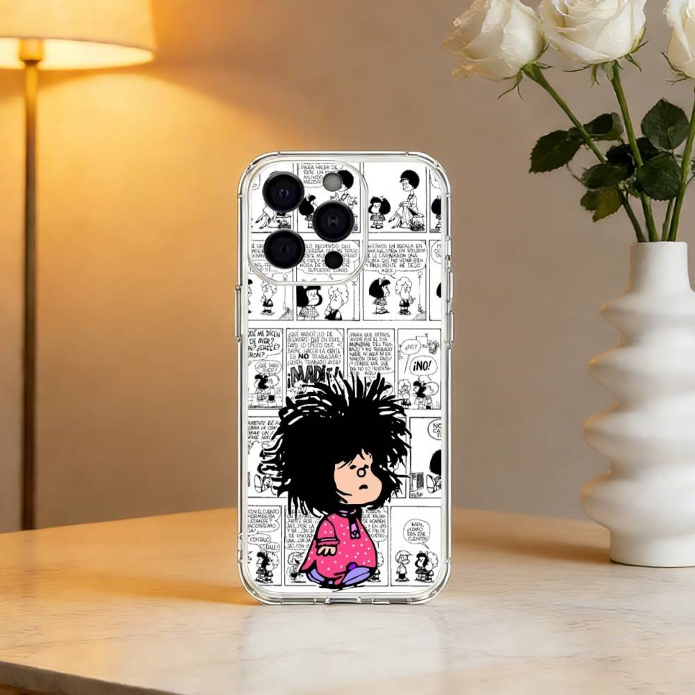 Чехол для телефона Mafalda для iPhone 17 16 15 14 13 12 11 Mini Pro Max Plus Прозрачный чехол