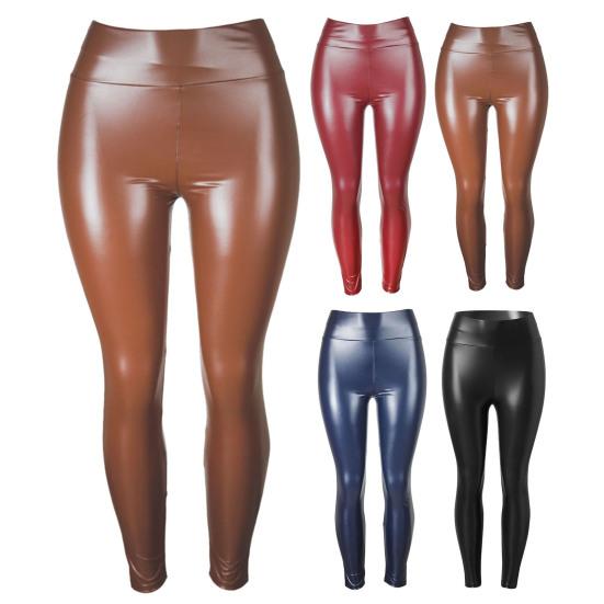 Женские брюки из искусственной кожи, эластичные, обтягивающие, с высокой талией, глянцевые, мягкие, дышащие, корректирующие фигуру, утягивающие живот, однотонные, для вечеринок в ночном клубе