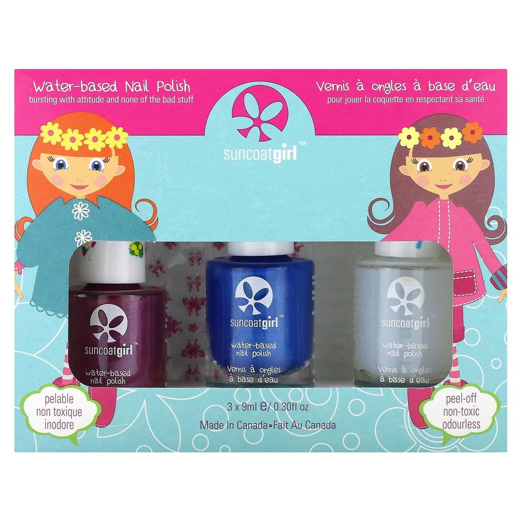 SuncoatGirl Water-based Nail Polish, Mermaid Princess, 4-piece Kit