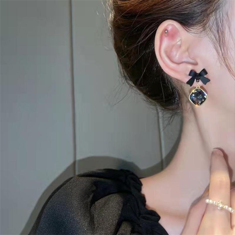 Fashion Black Bow Dangle Earrings for Women's Earrings Jewelry Girl Gift Brincos