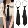Women's Knot-free Solid Black Tie Uniform Shirt Suit Lazy Tie  Suitable for Daily Use