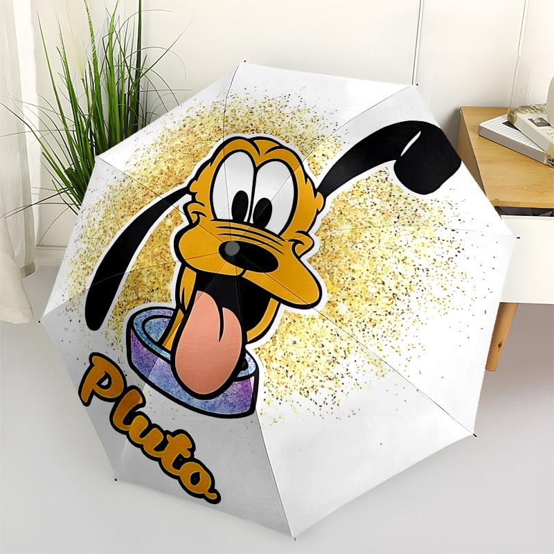 Pluto Themed Automatic Opening and Closing Umbrella, Brightly Colored 8-rib Portable Umbrella, Suitable for Men and Women, A Perfect Gift for Christma