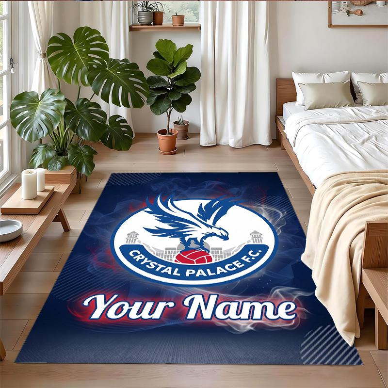 Crystal Velvet Rug Custom Name Text, Soft Non Slip Floor Mat Home DecorCrystal Palace