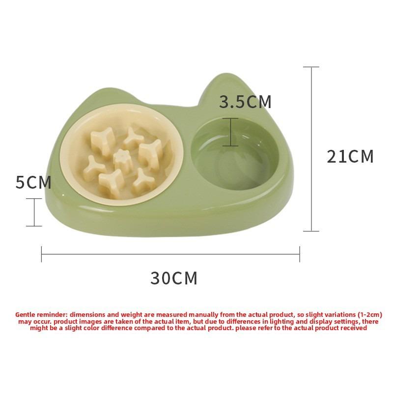 Миска для кошек, Миска для медленного поедания с защитой от подавления, Мультяшный размер, Двойная миска в виде кошачьего глаза, Нескользящая и легко моющаяся миска из нержавеющей стали для собак и миска для питья для кошек