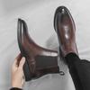 Модные Высококачественные Мужские Удобные Ботинки Рыцаря с Острым Носком, Короткие Ботинки для Верховой Езды, Осенние Брендовые Мужские Дышащие Кожаные Ботинки Челси