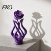 Space-saving Desk Decoration 3D Printed Rose Sculpture, Hollow Vase Floral Art Figurine with Matte Finish, Artistic Flower Sculpture Minimalist
