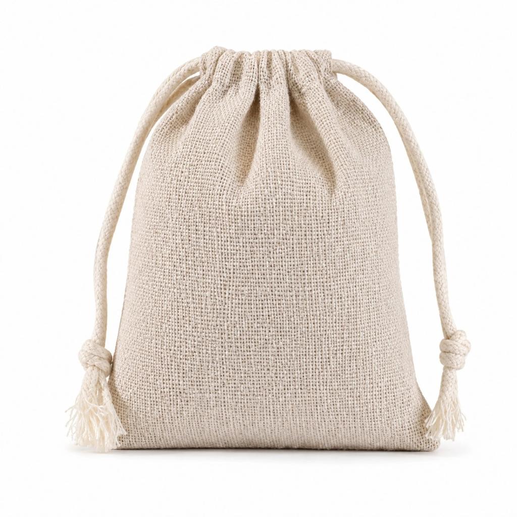 50 Piece Linen Jute Drawstring Gift Bags, Small Muslin Bags, Reusable Fabric Favor Pouches, Wedding Party Gifts, Holiday Supplies