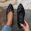 Sparkling Pointed Shallow Mouth Single Shoe Flat Bottom Casual Women's Shoes Large Casual Shoes