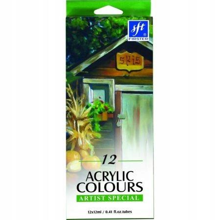 Acrylic Paint Tubes, 12 Colors, Firster