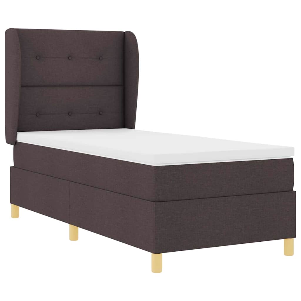Boxspring Bed with Headboard Dark Brown 200 x 100 cm Fabric