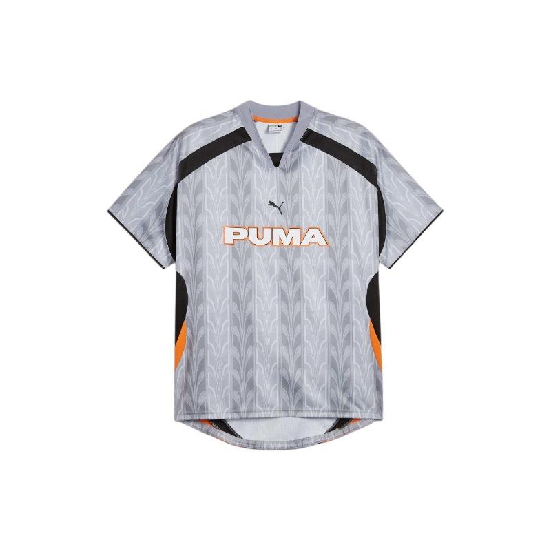 Puma Ретро Футбольная Майка С Принтом Букв Повседневная Дышащая С Коротким Рукавом Унисекс Топы Серый 627885-42