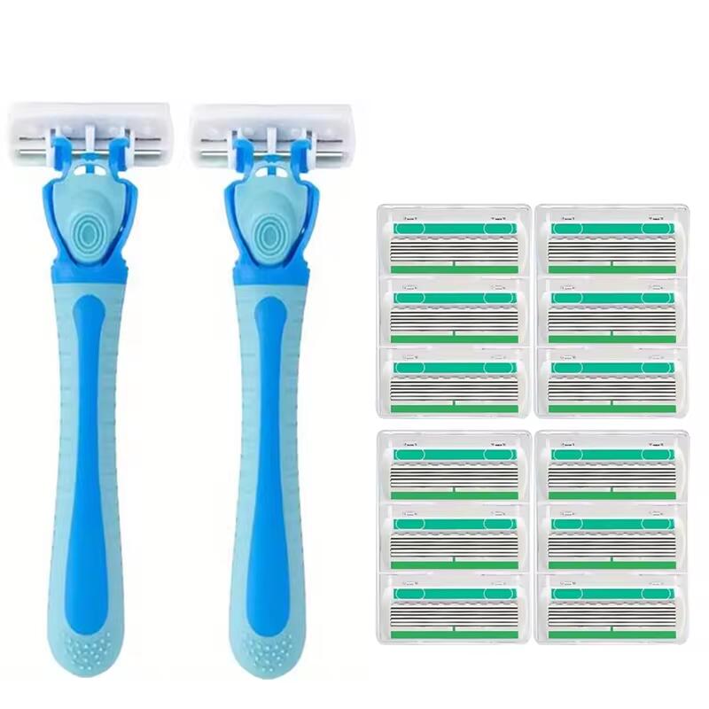 6-слойный женский нож для удаления волос, съемное и сменное лезвие для соскабливания волос, подходит для удаления волос на теле у женщин