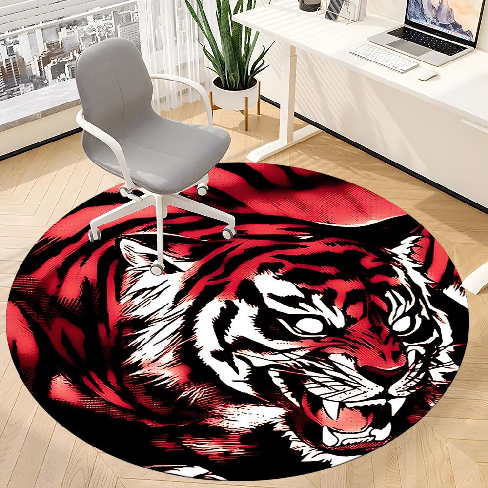 1pc Tiger Print Chair Carpet for Office, Soft Flannel Throw Mat, Perfect for Office,Holiday Party Decoration Choice yy251113090