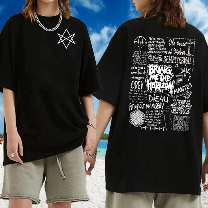 Cotton Plus Size Men's Bring Me Horizon Shirt Bmth Rock Music Shirt Bring Me Horizon Merchandise O-neck Short Sleeved T-shirt