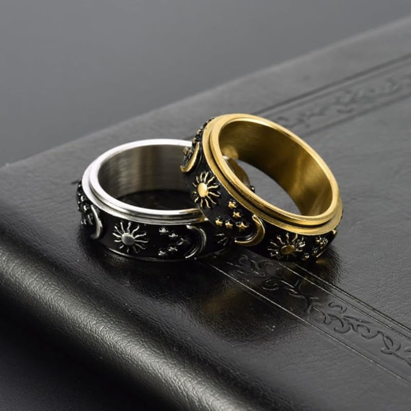 [ZAKAKA] ring men's stainless ring fashion accessories present (17, golden)