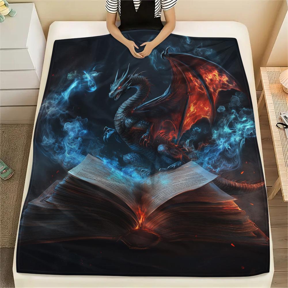Winged Dragons Print Flannel Blanket, High quality Comfortable for All Seasons, Home Decor, Warmth and Comfort