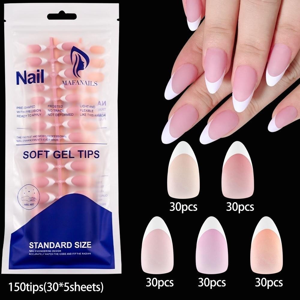 150Pcs False Nails Medium Almond Shape Fake Nails New French Nail Tips Salon Use