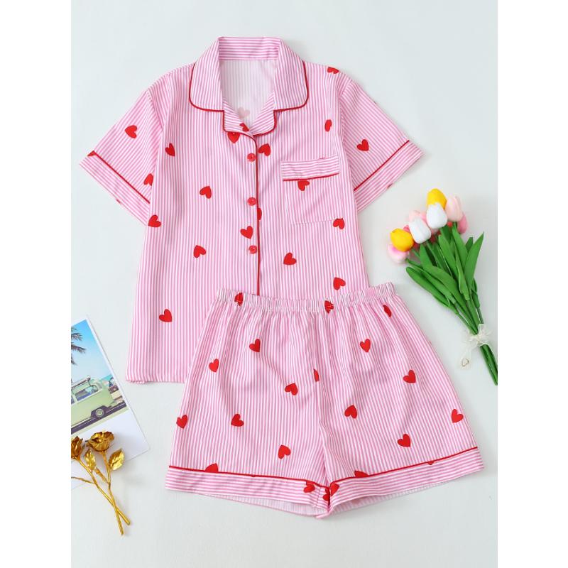 Летний женский топ с короткими рукавами и шорты, комплект из 2 предметов, пижама женская, модная, повседневная, свободная, с бантом, кардиган, пижама, комплект