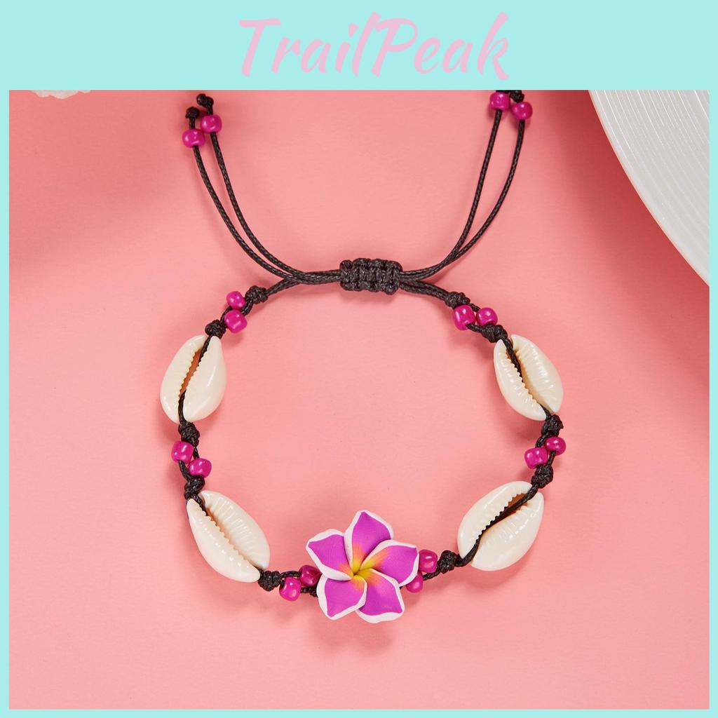 Summer Fashion Handmade Flower Bead Anklet With Adjustable Woven Design For Women