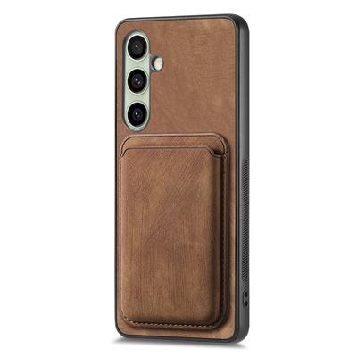 Для Samsung Galaxy S25 Магнитный чехол Кожаная задняя крышка со съемным держателем для карт