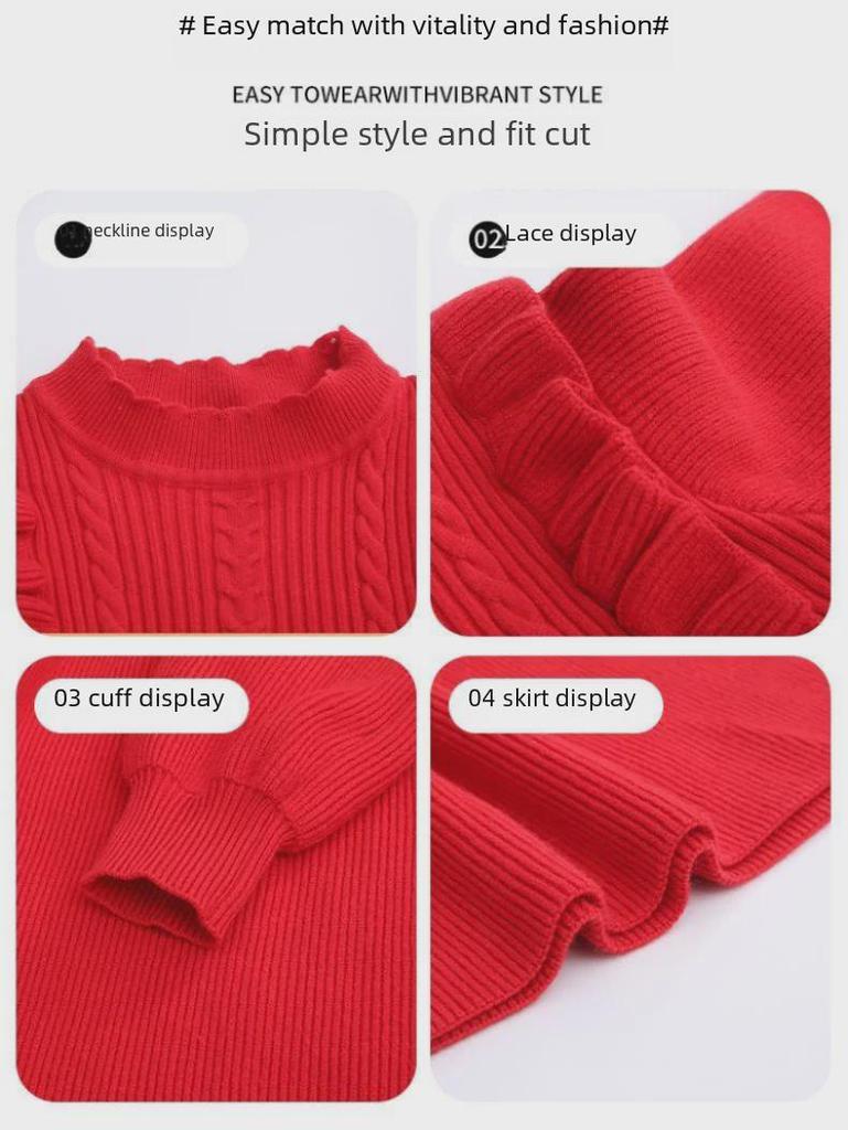 Girls' Knitted Sweater Dress - Stylish Spring & Autumn Fashion for Kids