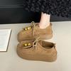 Platform-soled Boken Shoes Women's Autumn 2025 New Retro Lace-up Beaded Versatile Muffin Bottom Heightening Kangaroo Shoes