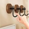 Self-sticking Pure Wooden Hook In Walnut Color for Keys, a Decorative Towel Hanging Hook, Door Hanger, Wall-mounted Coat Rack