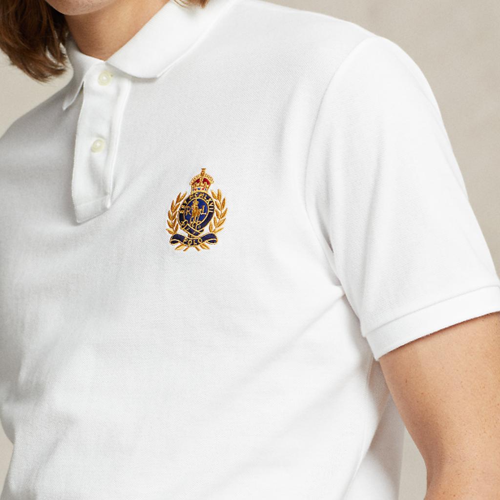 Polo Ralph Lauren SS24 Три Пони Логотип Вышитый Slim Fit Рубашка Поло с Коротким Рукавом Мужские Топы Белый MNPOKNI1N822705-100