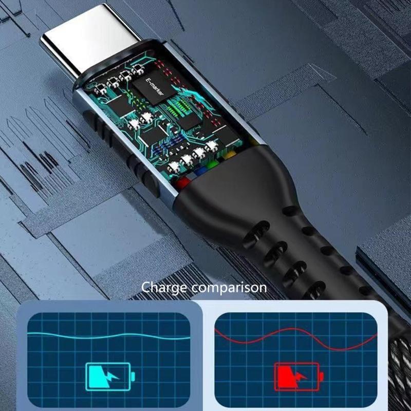Кабель для быстрой зарядки 100 Вт Type-C на Type-C, универсальный шнур для зарядки Type C, длина 1 м / 2 м, зарядное устройство для ноутбуков