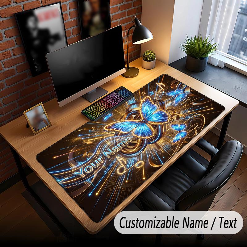 Butterfly Theme Custom Mouse Pad Personalized With Name Text Customized Desk Mat For Office Home Decor