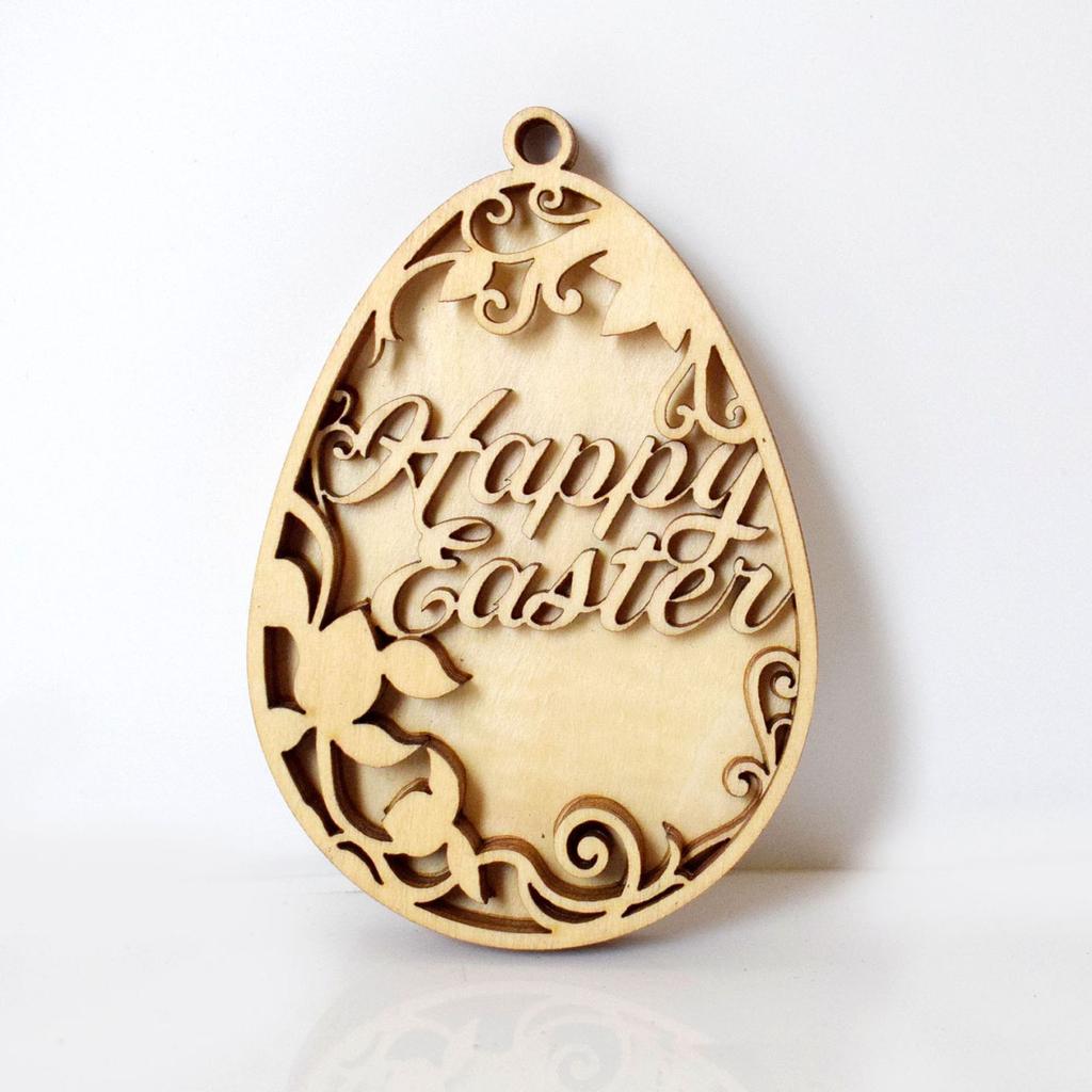 Bunnies Eggs Shape Cutouts Unfinished Wood Slices for Adult Children Painting Hanging Ornament Home Decoration