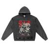 DTG Print Knitted Denim Zip-Up Hoodie Bushido Legacy Brother Print Zipper Hoodies  