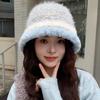 55cm To 59cm Head Circumference Fuzzy Fleece Bucket Hat Polyester Cold Proof Basin Hat  For Women