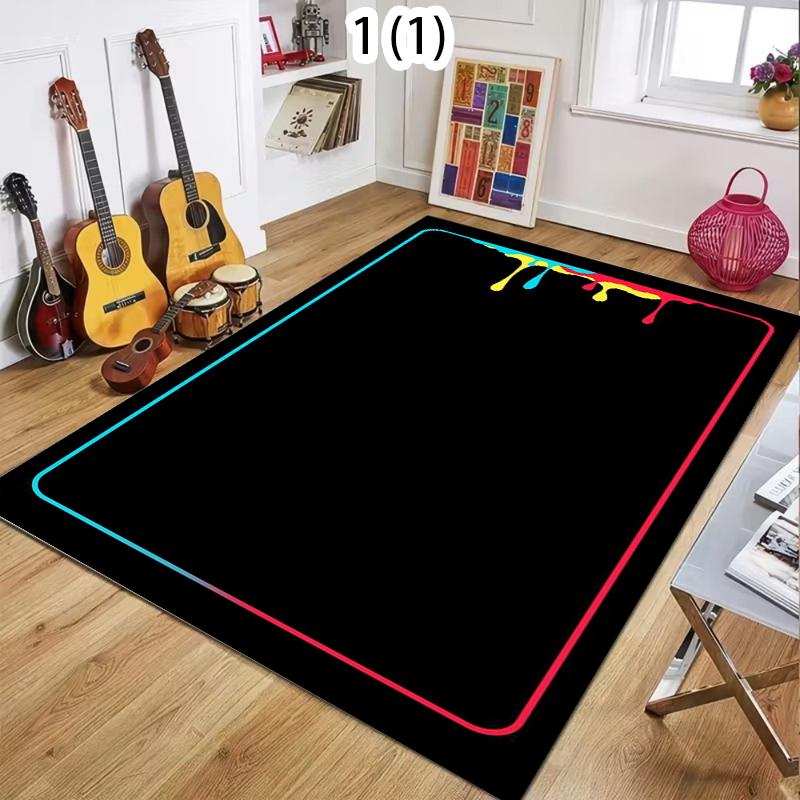Rug Carpet Mat Non-Slip Neon Marquee Light Illusion Area Rug for Living Room Bathroom Kitchen Nursery Playroom Retro Home Decor