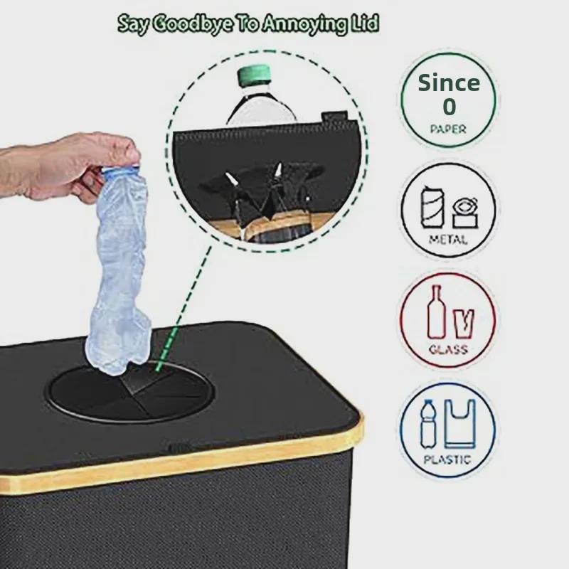 Бамбуковая корзина для хранения с крышкой: Съемная корзина для вторичной переработки и кухонный мусорный бак