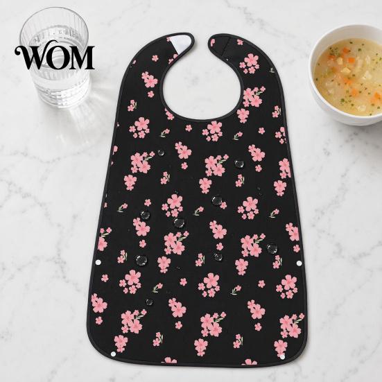 Washable Clothing Protector Adult Bib, Waterproof Easy Clean Feeding with Floral Stylish Senior Printed, Elderly Protector, for Seniors Dining Aid Bib