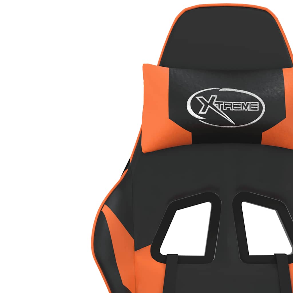 Gaming Chair with Massage Function Black and Orange Artificial Leather