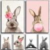 1 шт. Горячая банка Eckart Wow The Animals Rabbit Bubble Gum Art Poster HD Posters Home Room Bar Cafe Decor Art Wall Painting Picture