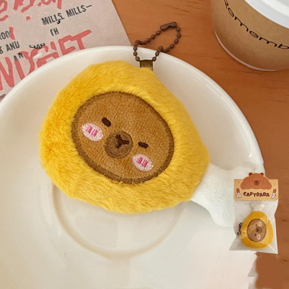 Croissant Capybara Pendant Decoration Plush Bread Key Chain Cute Bag Pendant Unisex