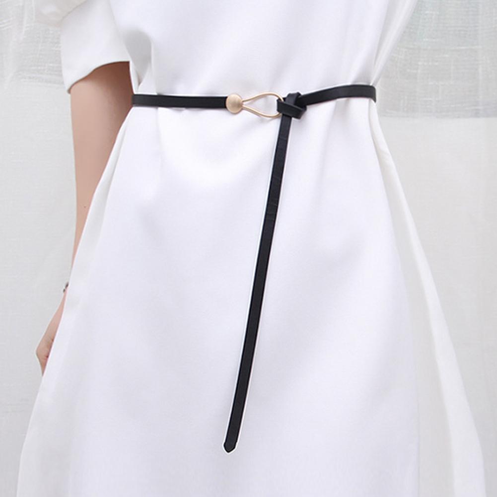 Простой пояс с пряжкой из сплава и узлом, темпераментный стильный регулируемый пояс из искусственной кожи, пояс для украшения талии для женщин