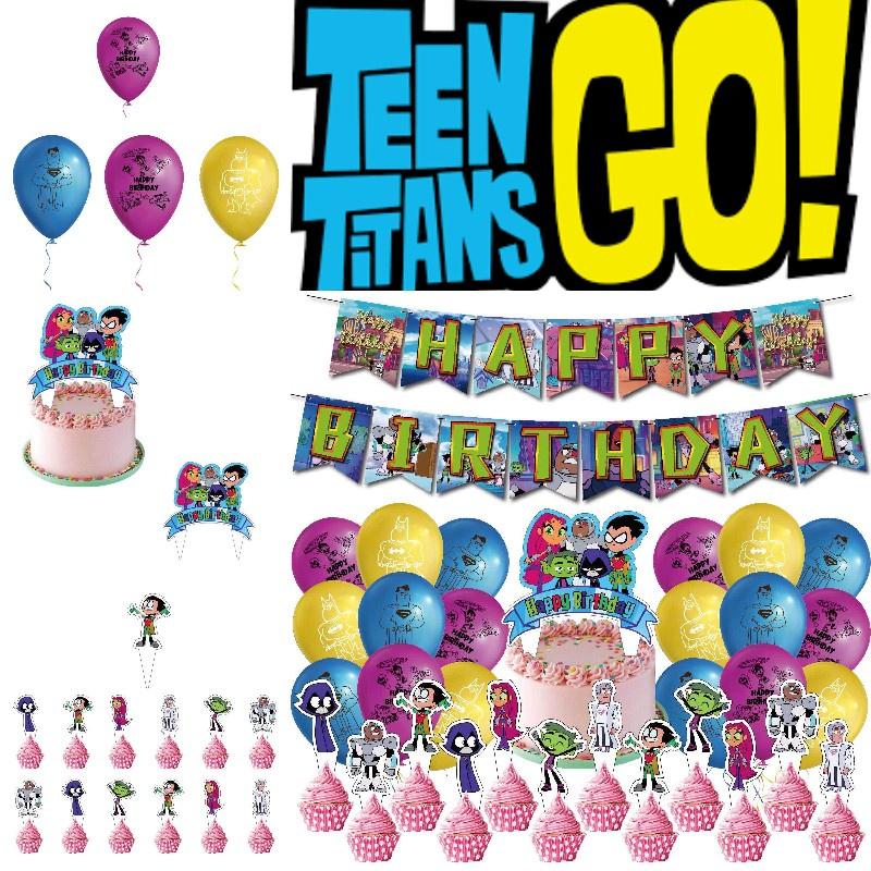 Colorful Teen Titans Go Party Decor Set Safe Eco-friendly Materials High-quality Paper 32pcs