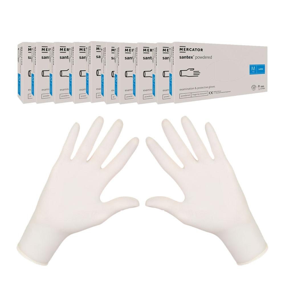 Latex Gloves Powdered Santex Powdered Finger Txt 100 Pieces Carton 10 Pack