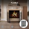 126cm 3-Panel Metal Folding Fireplace Screen Heat Flame Protective Guard Child Pet Home Spark Barrier Surround w/ Mesh Pattern