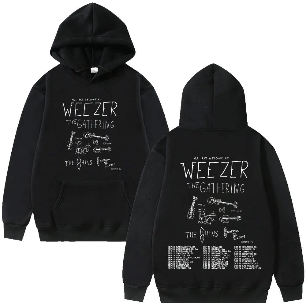 Тур группы Weezer 2026 Hooide Мода Мужчины Женщины Хип-хоп Толстовки Модные Худи с Длинным Рукавом Одежда Оверсайз Повседневные Худи