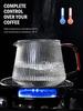 Leeseph Glass Coffee Server For Pour Over Coffee & Tea Vertical Striped Microwave Safe & Heatproof Glass Body (400ml & 600ml)